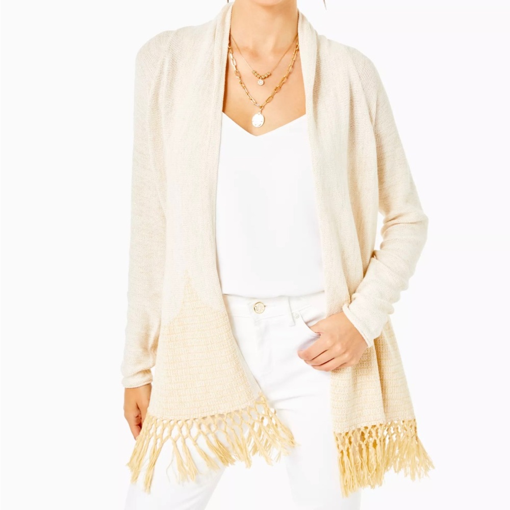 Lilly Pulitzer Tatum Long Fringe Hem Cardigan Sz S